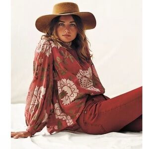 Anthropologie Payal Pratap Floral Cross-Stitch Blouse